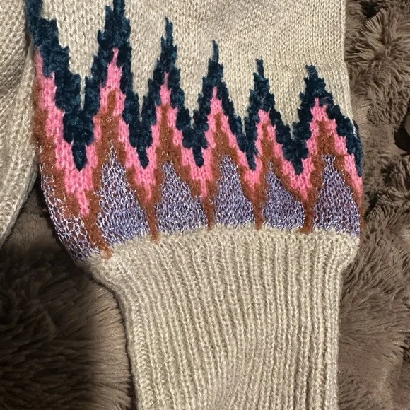 Maurices Beige Sweater with Pink and Blue Zigzag - Picture 2 of 8